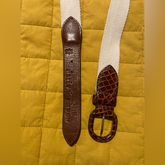 Vintage BALLY Natural Cotton Web Leather Belt 34 ~made in ITALY main image 3